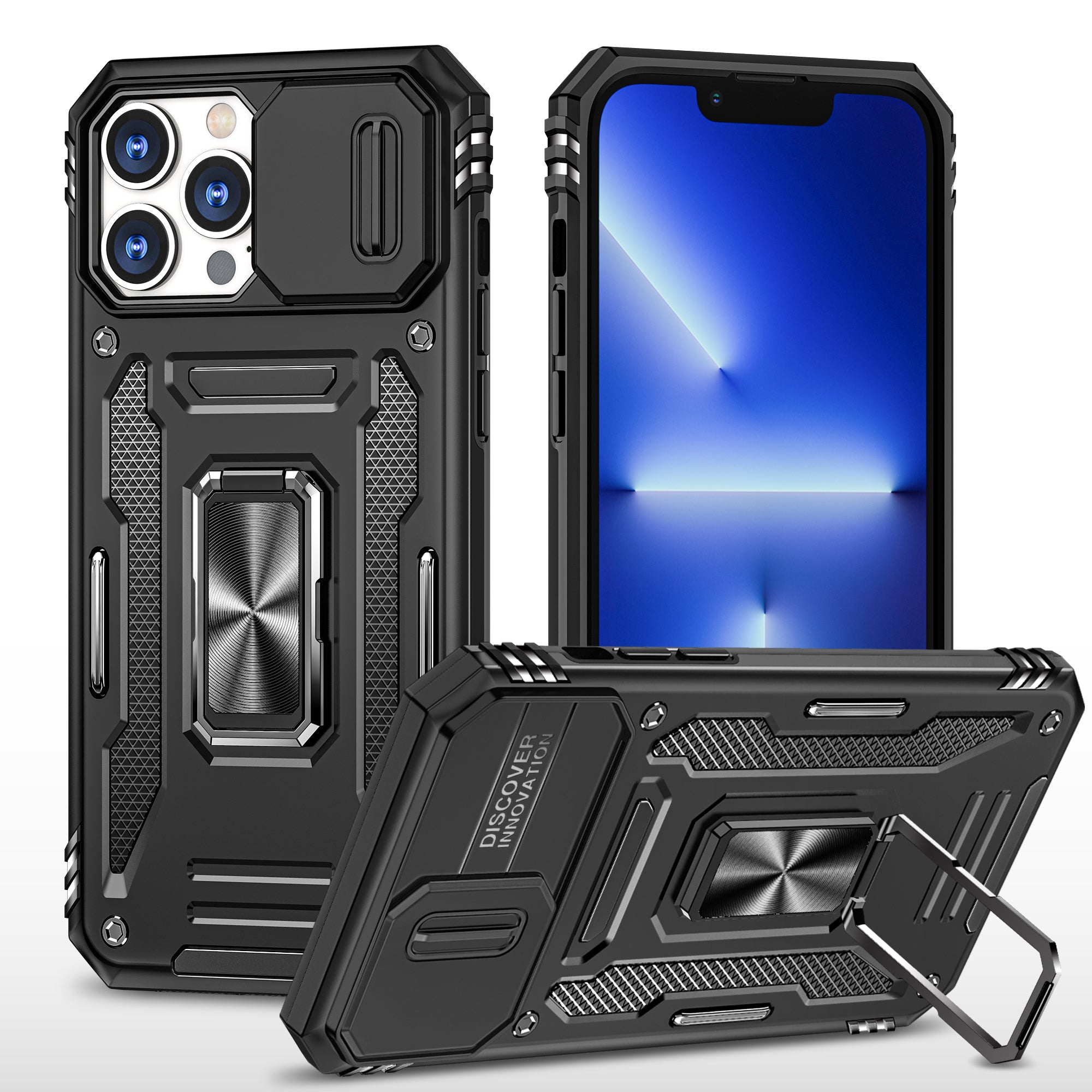 Til iPhone 15 Pro Max Armor Series Metal Kickstand Cover Slide Kamera Låg PC TPU Telefon Case Til iPhone 15 Pro Max Armor Series Metal Kickstand Cover Slide Kamera Låg PC TPU Telefon Case